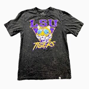 Colosseum LSU Tigers Graphic T Shirt Mens Small Black Acid Wash Cotton